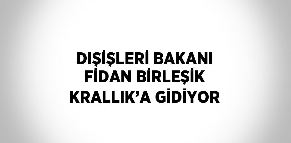 DIŞİŞLERİ BAKANI FİDAN BİRLEŞİK KRALLIK’A GİDİYOR