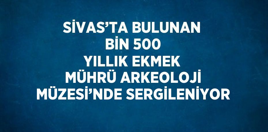 SİVAS’TA BULUNAN BİN 500 YILLIK EKMEK MÜHRÜ ARKEOLOJİ MÜZESİ’NDE SERGİLENİYOR