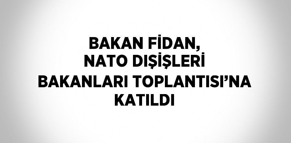 BAKAN FİDAN, NATO DIŞİŞLERİ BAKANLARI TOPLANTISI’NA KATILDI