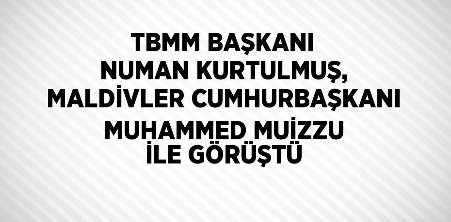 TBMM BAŞKANI NUMAN KURTULMUŞ, MALDİVLER CUMHURBAŞKANI MUHAMMED MUİZZU İLE GÖRÜŞTÜ