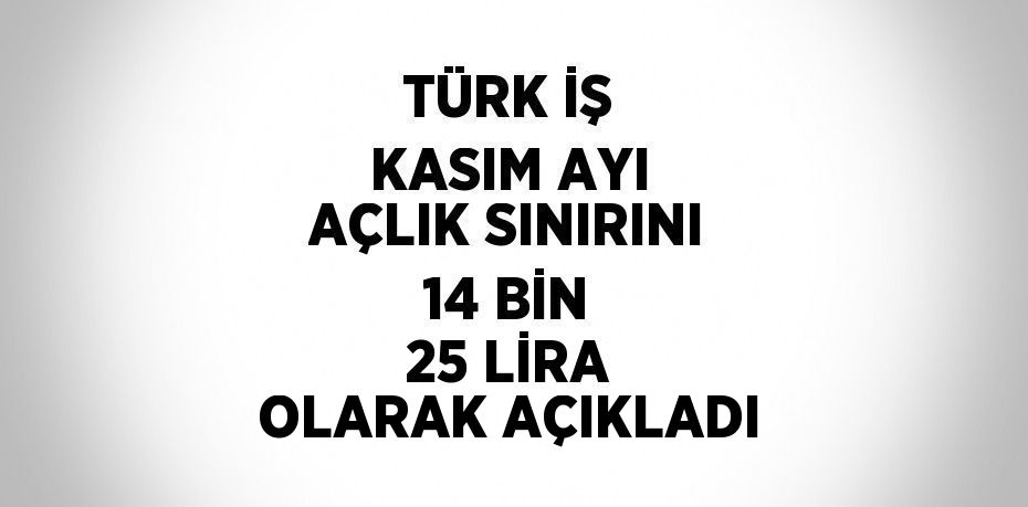 TÜRK İŞ KASIM AYI AÇLIK SINIRINI 14 BİN 25 LİRA OLARAK AÇIKLADI