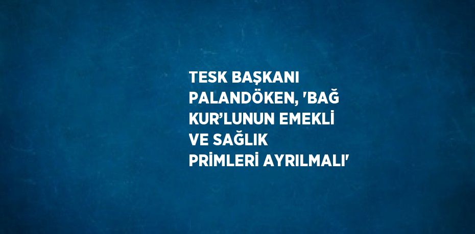 TESK BAŞKANI PALANDÖKEN, 'BAĞ KUR’LUNUN EMEKLİ VE SAĞLIK PRİMLERİ AYRILMALI'