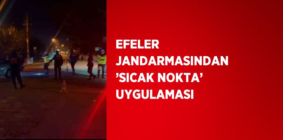 EFELER JANDARMASINDAN ’SICAK NOKTA’ UYGULAMASI