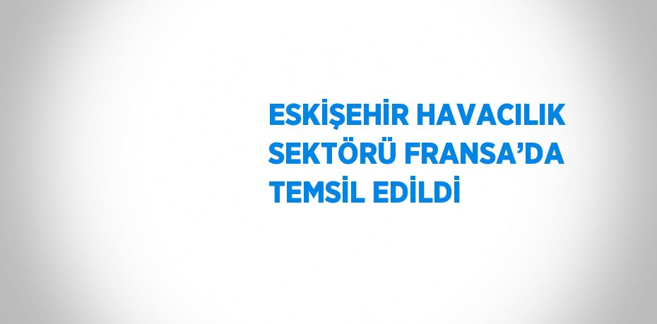 ESKİŞEHİR HAVACILIK SEKTÖRÜ FRANSA’DA TEMSİL EDİLDİ