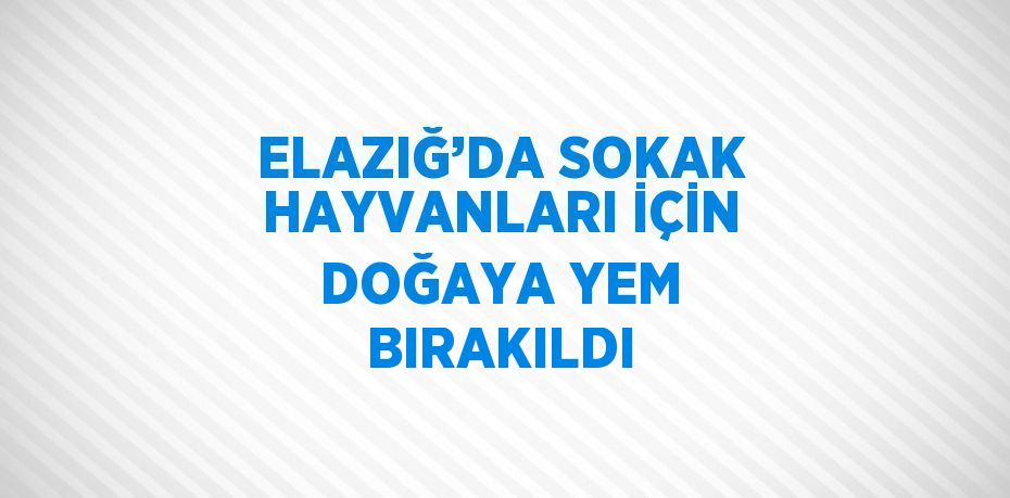 ELAZIĞ’DA SOKAK HAYVANLARI İÇİN DOĞAYA YEM BIRAKILDI