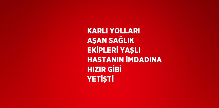 KARLI YOLLARI AŞAN SAĞLIK EKİPLERİ YAŞLI HASTANIN İMDADINA HIZIR GİBİ YETİŞTİ