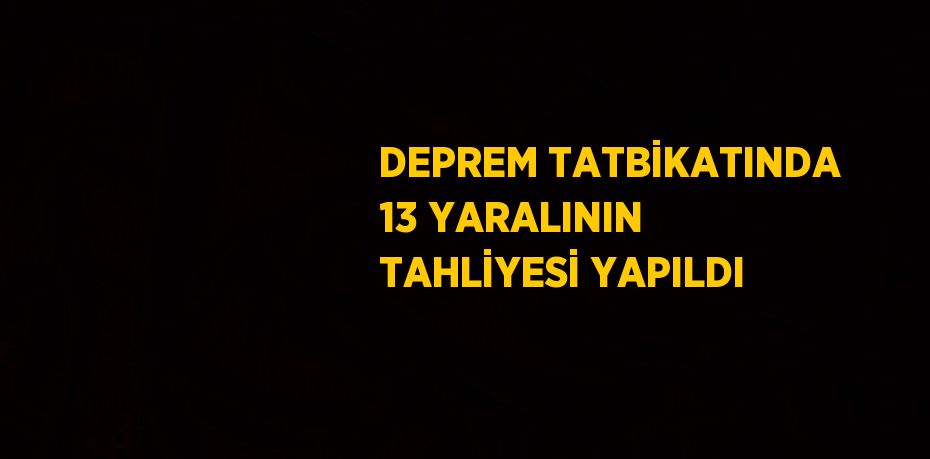 DEPREM TATBİKATINDA 13 YARALININ TAHLİYESİ YAPILDI