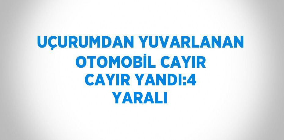 UÇURUMDAN YUVARLANAN OTOMOBİL CAYIR CAYIR YANDI:4 YARALI