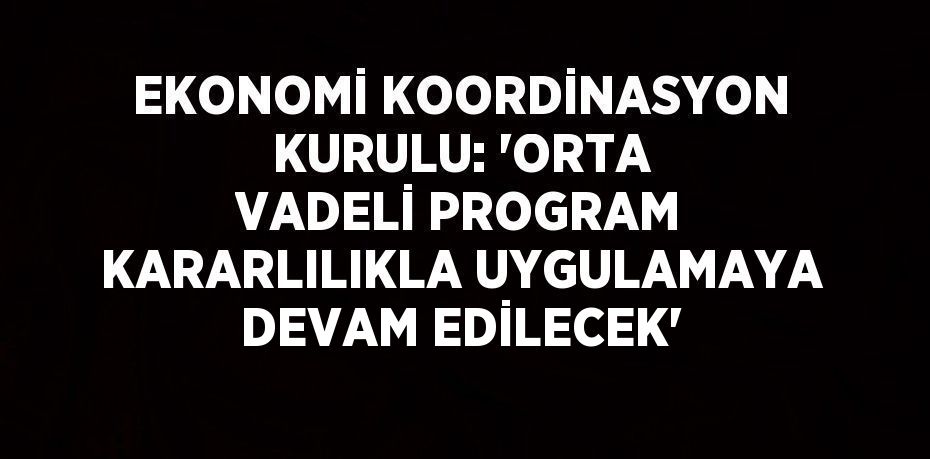 EKONOMİ KOORDİNASYON KURULU: 'ORTA VADELİ PROGRAM KARARLILIKLA UYGULAMAYA DEVAM EDİLECEK'