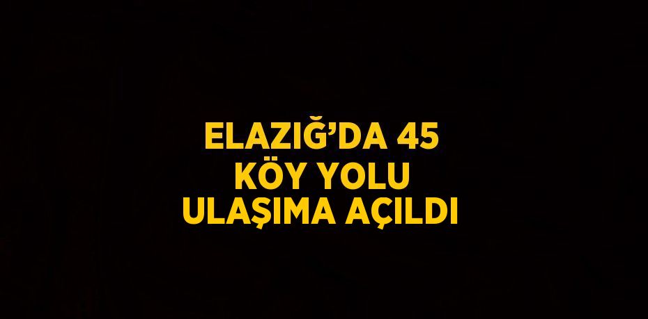 ELAZIĞ’DA 45 KÖY YOLU ULAŞIMA AÇILDI