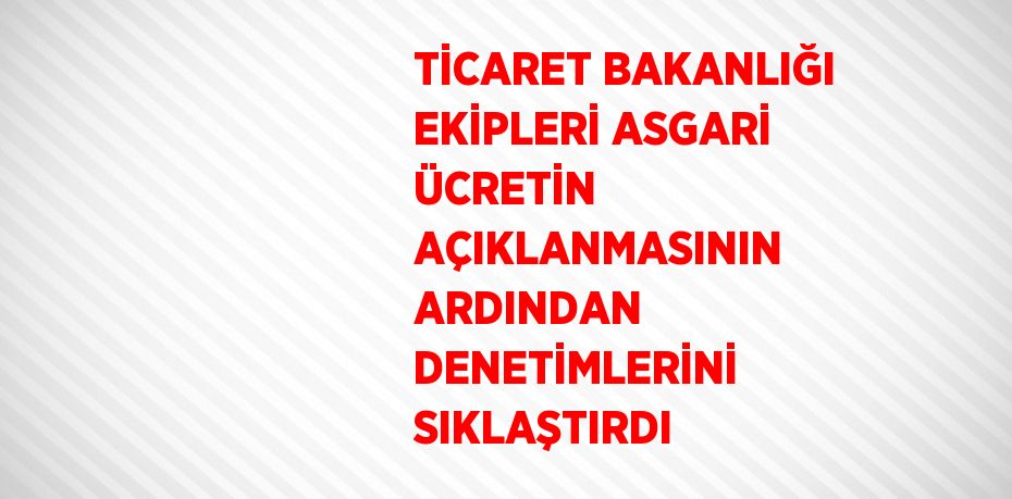 TİCARET BAKANLIĞI EKİPLERİ ASGARİ ÜCRETİN AÇIKLANMASININ ARDINDAN DENETİMLERİNİ SIKLAŞTIRDI