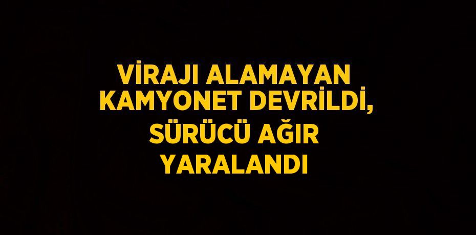 VİRAJI ALAMAYAN KAMYONET DEVRİLDİ, SÜRÜCÜ AĞIR YARALANDI