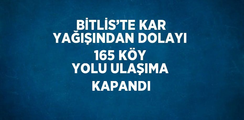 BİTLİS’TE KAR YAĞIŞINDAN DOLAYI 165 KÖY YOLU ULAŞIMA KAPANDI