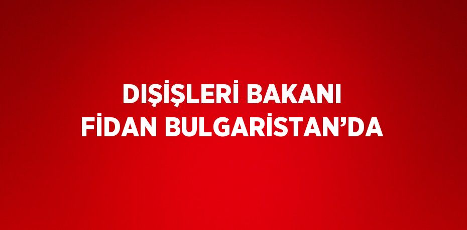 DIŞİŞLERİ BAKANI FİDAN BULGARİSTAN’DA