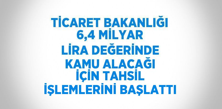 TİCARET BAKANLIĞI 6,4 MİLYAR LİRA DEĞERİNDE KAMU ALACAĞI İÇİN TAHSİL İŞLEMLERİNİ BAŞLATTI