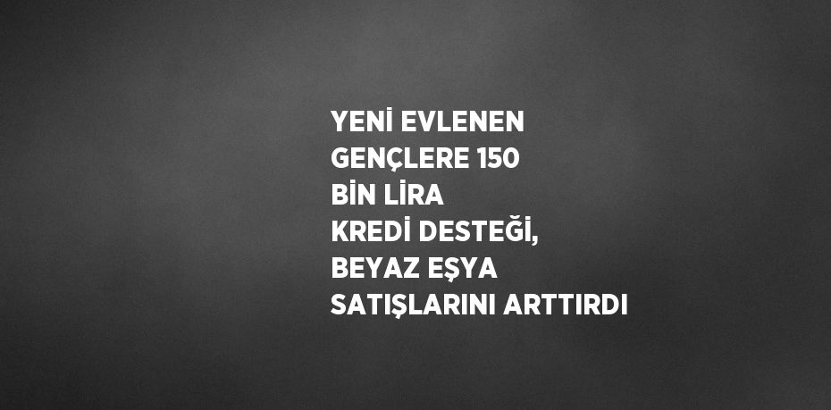 YENİ EVLENEN GENÇLERE 150 BİN LİRA KREDİ DESTEĞİ, BEYAZ EŞYA SATIŞLARINI ARTTIRDI