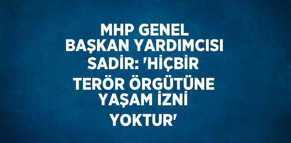 MHP GENEL BAŞKAN YARDIMCISI SADİR: 'HİÇBİR TERÖR ÖRGÜTÜNE YAŞAM İZNİ YOKTUR'