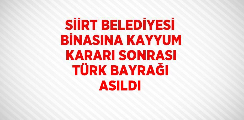 SİİRT BELEDİYESİ BİNASINA KAYYUM KARARI SONRASI TÜRK BAYRAĞI ASILDI