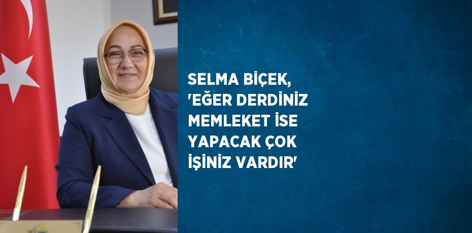 SELMA BİÇEK, 'EĞER DERDİNİZ MEMLEKET İSE YAPACAK ÇOK İŞİNİZ VARDIR'