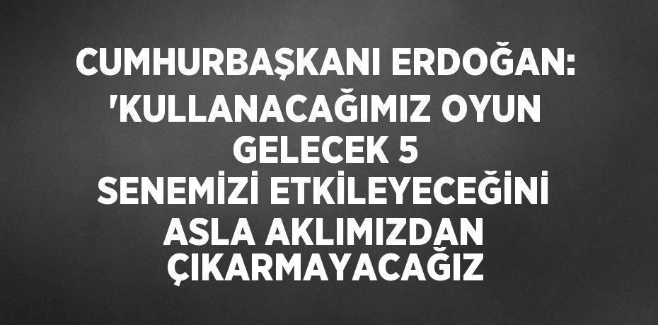 CUMHURBAŞKANI ERDOĞAN: 'KULLANACAĞIMIZ OYUN GELECEK 5 SENEMİZİ ETKİLEYECEĞİNİ ASLA AKLIMIZDAN ÇIKARMAYACAĞIZ