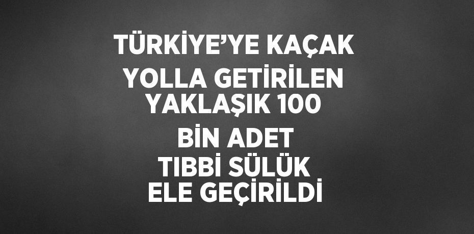 TÜRKİYE’YE KAÇAK YOLLA GETİRİLEN YAKLAŞIK 100 BİN ADET TIBBİ SÜLÜK ELE GEÇİRİLDİ