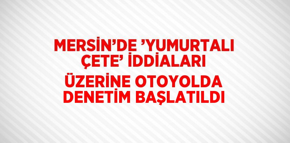 MERSİN’DE ’YUMURTALI ÇETE’ İDDİALARI ÜZERİNE OTOYOLDA DENETİM BAŞLATILDI