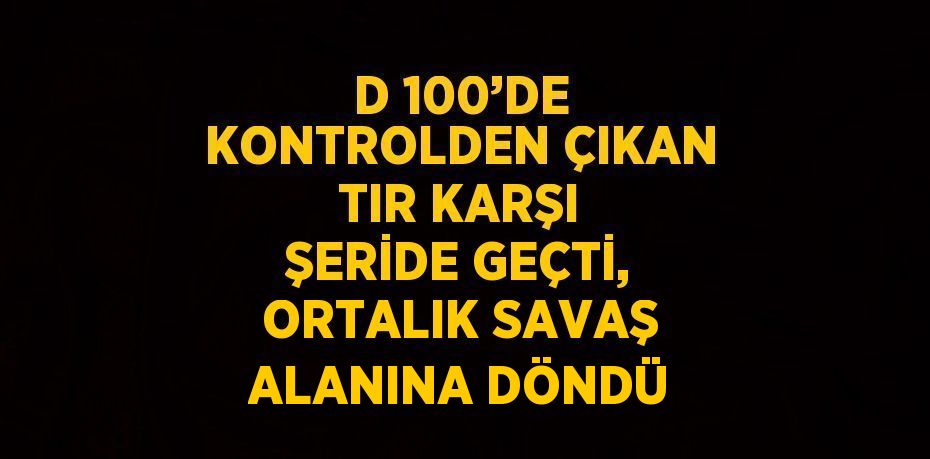 D 100’DE KONTROLDEN ÇIKAN TIR KARŞI ŞERİDE GEÇTİ, ORTALIK SAVAŞ ALANINA DÖNDÜ