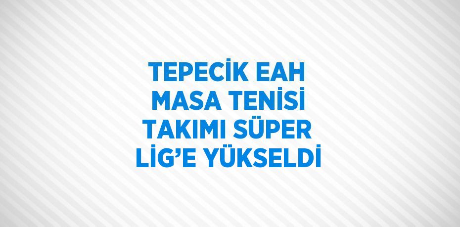 TEPECİK EAH MASA TENİSİ TAKIMI SÜPER LİG’E YÜKSELDİ