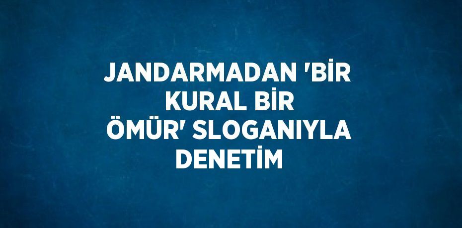 JANDARMADAN 'BİR KURAL BİR ÖMÜR' SLOGANIYLA DENETİM