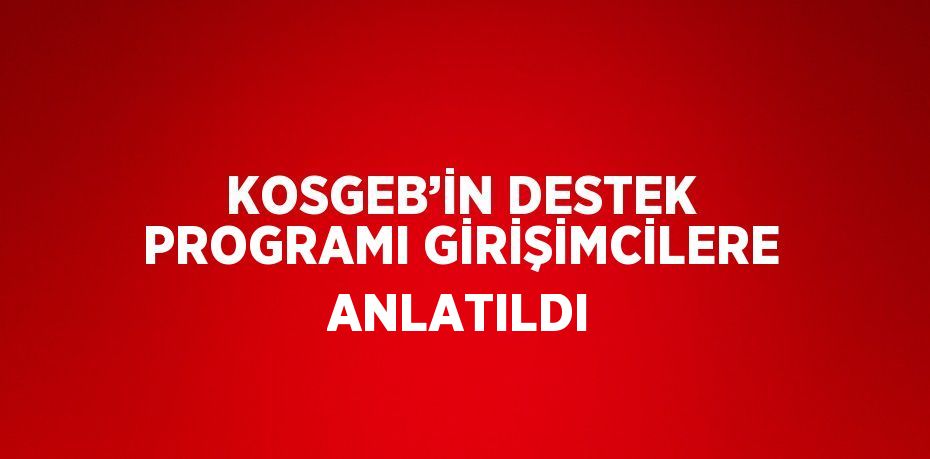 KOSGEB’İN DESTEK PROGRAMI GİRİŞİMCİLERE ANLATILDI