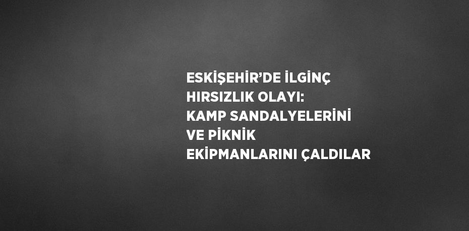 ESKİŞEHİR’DE İLGİNÇ HIRSIZLIK OLAYI: KAMP SANDALYELERİNİ VE PİKNİK EKİPMANLARINI ÇALDILAR