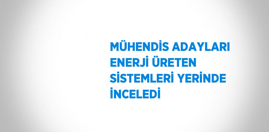 MÜHENDİS ADAYLARI ENERJİ ÜRETEN SİSTEMLERİ YERİNDE İNCELEDİ