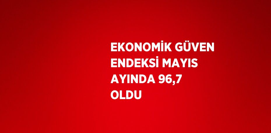 EKONOMİK GÜVEN ENDEKSİ MAYIS AYINDA 96,7 OLDU