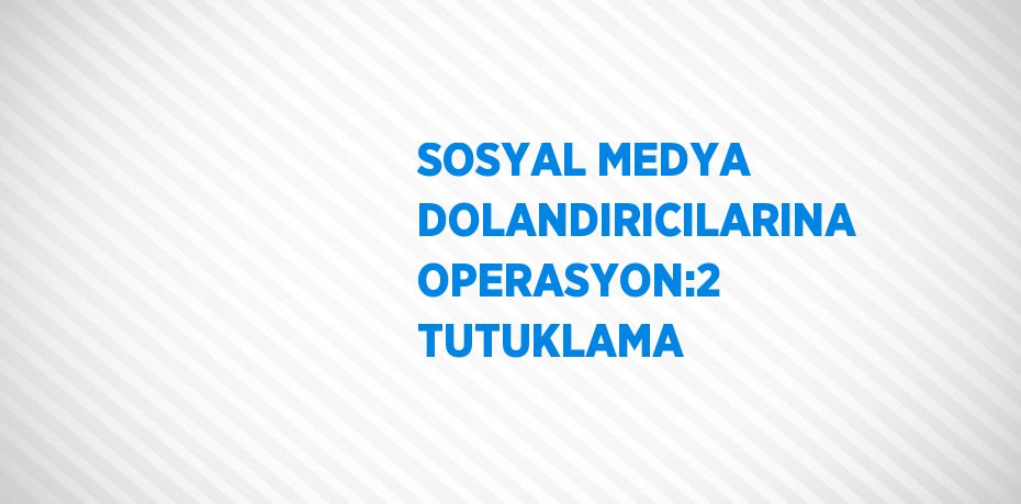 SOSYAL MEDYA DOLANDIRICILARINA OPERASYON:2 TUTUKLAMA