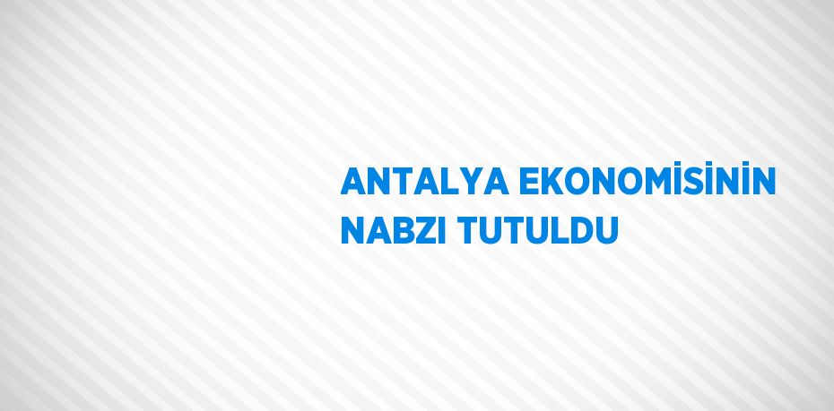 ANTALYA EKONOMİSİNİN NABZI TUTULDU