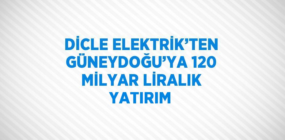 DİCLE ELEKTRİK’TEN GÜNEYDOĞU’YA 120 MİLYAR LİRALIK YATIRIM