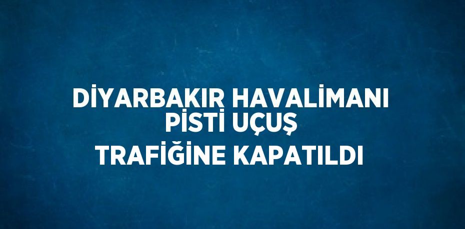 DİYARBAKIR HAVALİMANI PİSTİ UÇUŞ TRAFİĞİNE KAPATILDI