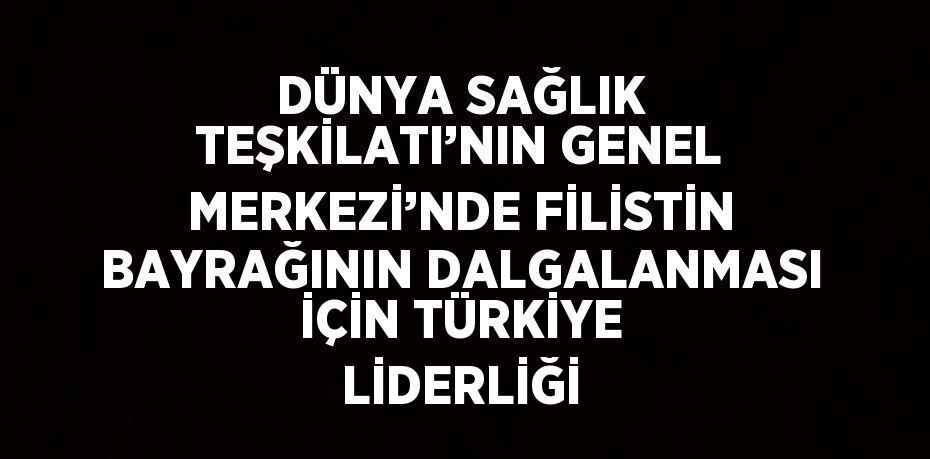 DÜNYA SAĞLIK TEŞKİLATI’NIN GENEL MERKEZİ’NDE FİLİSTİN BAYRAĞININ DALGALANMASI İÇİN TÜRKİYE LİDERLİĞİ