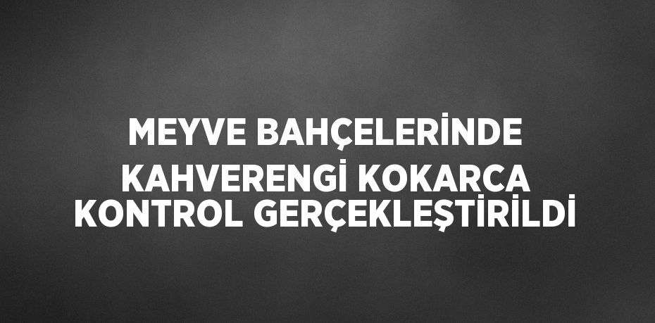 MEYVE BAHÇELERİNDE KAHVERENGİ KOKARCA KONTROL GERÇEKLEŞTİRİLDİ