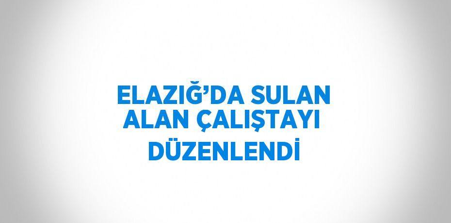 ELAZIĞ’DA SULAN ALAN ÇALIŞTAYI DÜZENLENDİ