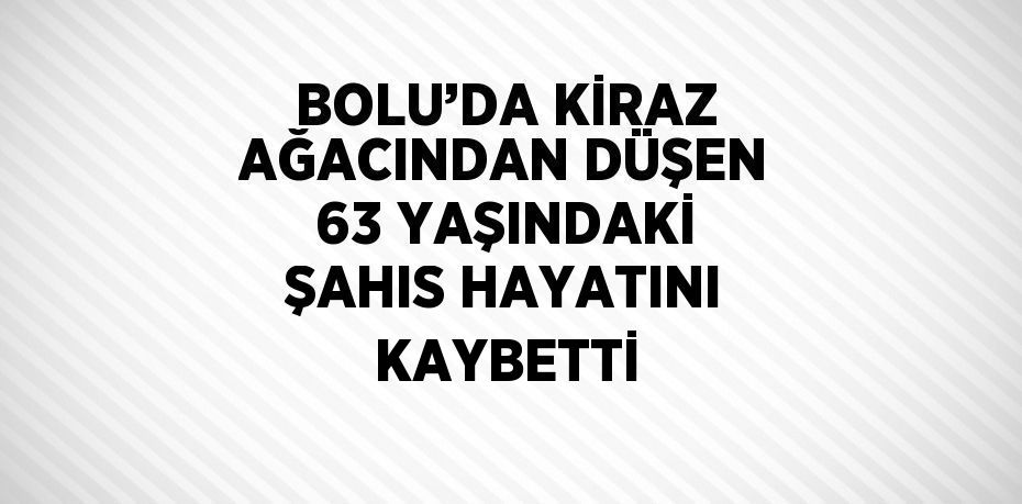 BOLU’DA KİRAZ AĞACINDAN DÜŞEN 63 YAŞINDAKİ ŞAHIS HAYATINI KAYBETTİ