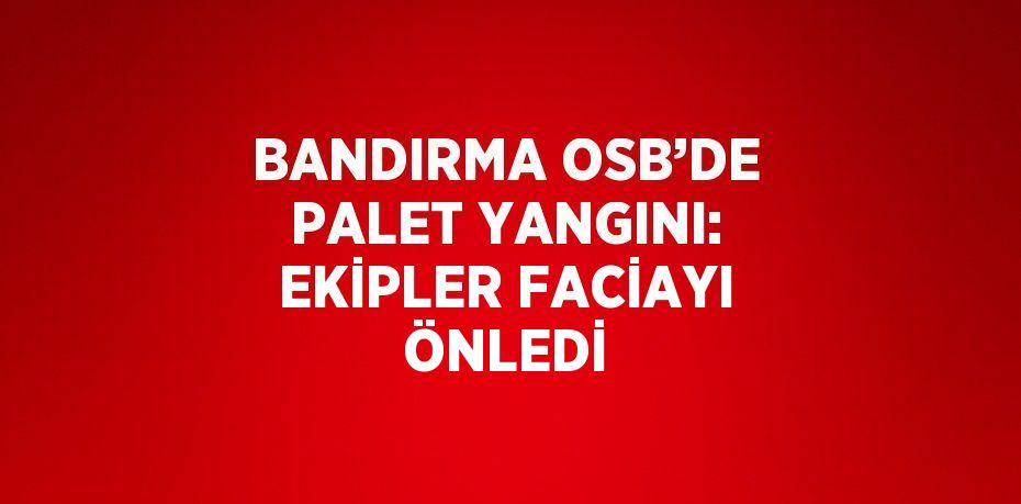 BANDIRMA OSB’DE PALET YANGINI: EKİPLER FACİAYI ÖNLEDİ