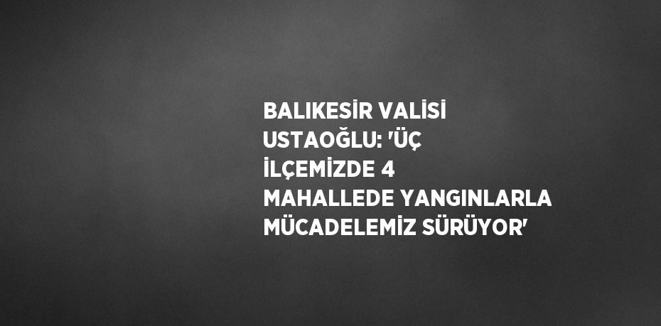 BALIKESİR VALİSİ USTAOĞLU: 'ÜÇ İLÇEMİZDE 4 MAHALLEDE YANGINLARLA MÜCADELEMİZ SÜRÜYOR'