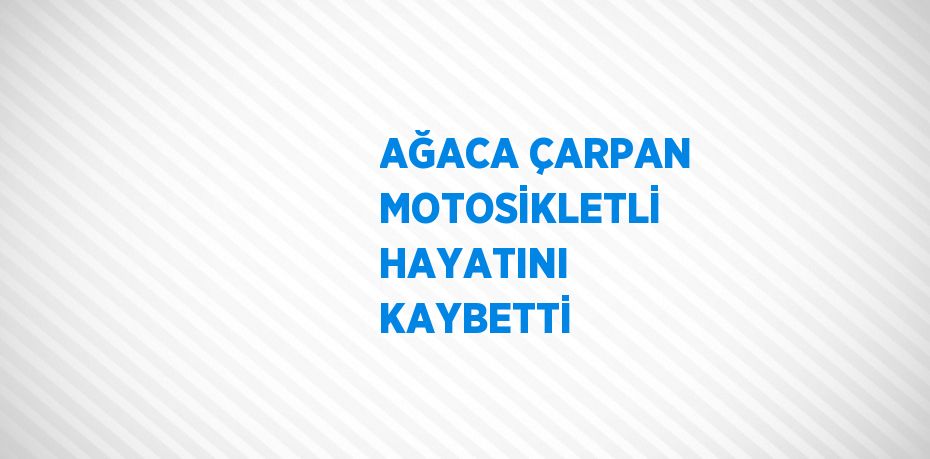 AĞACA ÇARPAN MOTOSİKLETLİ HAYATINI KAYBETTİ