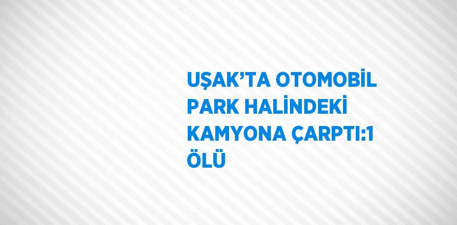 UŞAK’TA OTOMOBİL PARK HALİNDEKİ KAMYONA ÇARPTI:1 ÖLÜ