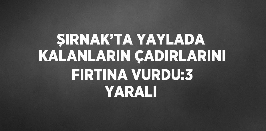 ŞIRNAK’TA YAYLADA KALANLARIN ÇADIRLARINI FIRTINA VURDU:3 YARALI