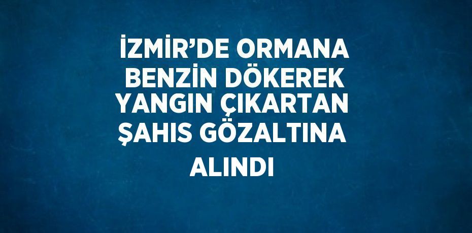 İZMİR’DE ORMANA BENZİN DÖKEREK YANGIN ÇIKARTAN ŞAHIS GÖZALTINA ALINDI