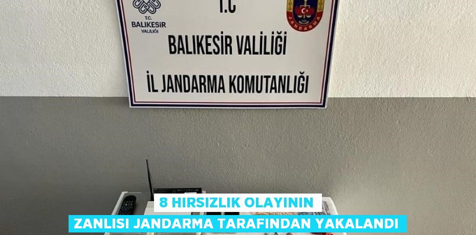 8 HIRSIZLIK OLAYININ ZANLISI JANDARMA TARAFINDAN YAKALANDI