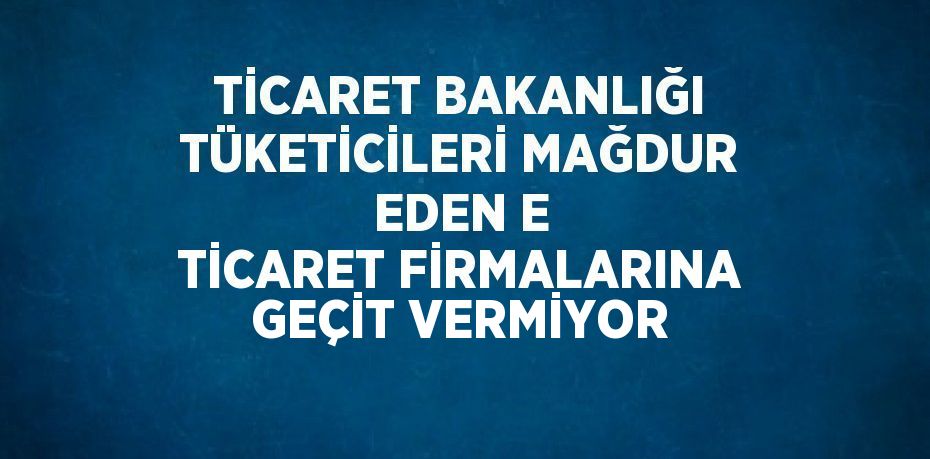 TİCARET BAKANLIĞI TÜKETİCİLERİ MAĞDUR EDEN E TİCARET FİRMALARINA GEÇİT VERMİYOR