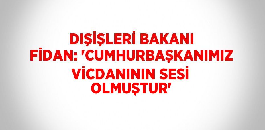 DIŞİŞLERİ BAKANI FİDAN: 'CUMHURBAŞKANIMIZ VİCDANININ SESİ OLMUŞTUR'